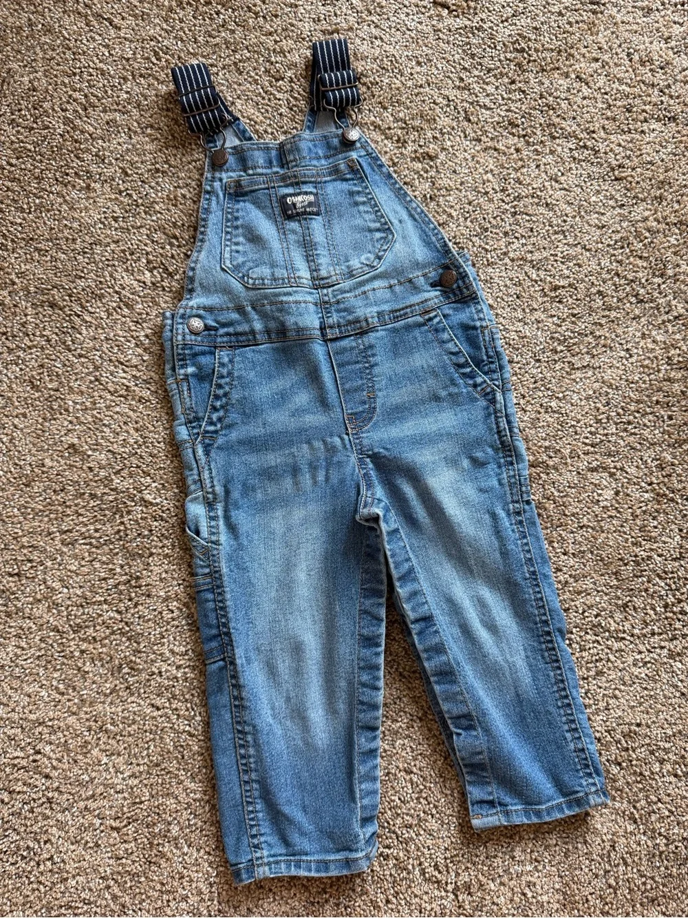 OSHKOSH B’GOSH Medium Wash Denim Overalls with Snap Legs